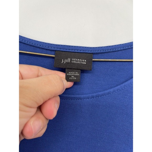 J. Jill Women's XL Petite Shirt Blue Short Sleeve Wearever Top - Picture 3 of 6